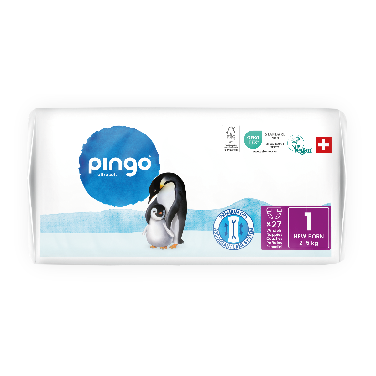 Pack 2x Pañales T1 (2 - 5 Kg) Pingo 27 Uds