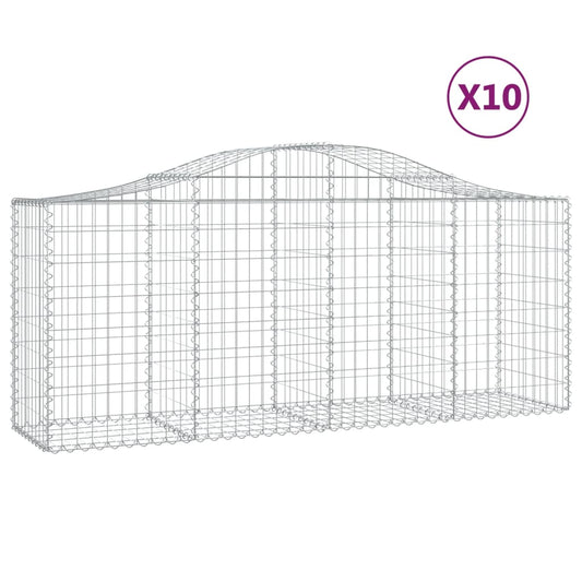 Cestas De Gaviones 10 Uds Forma De Arco Hierro 200x50x80/100 Cm_0