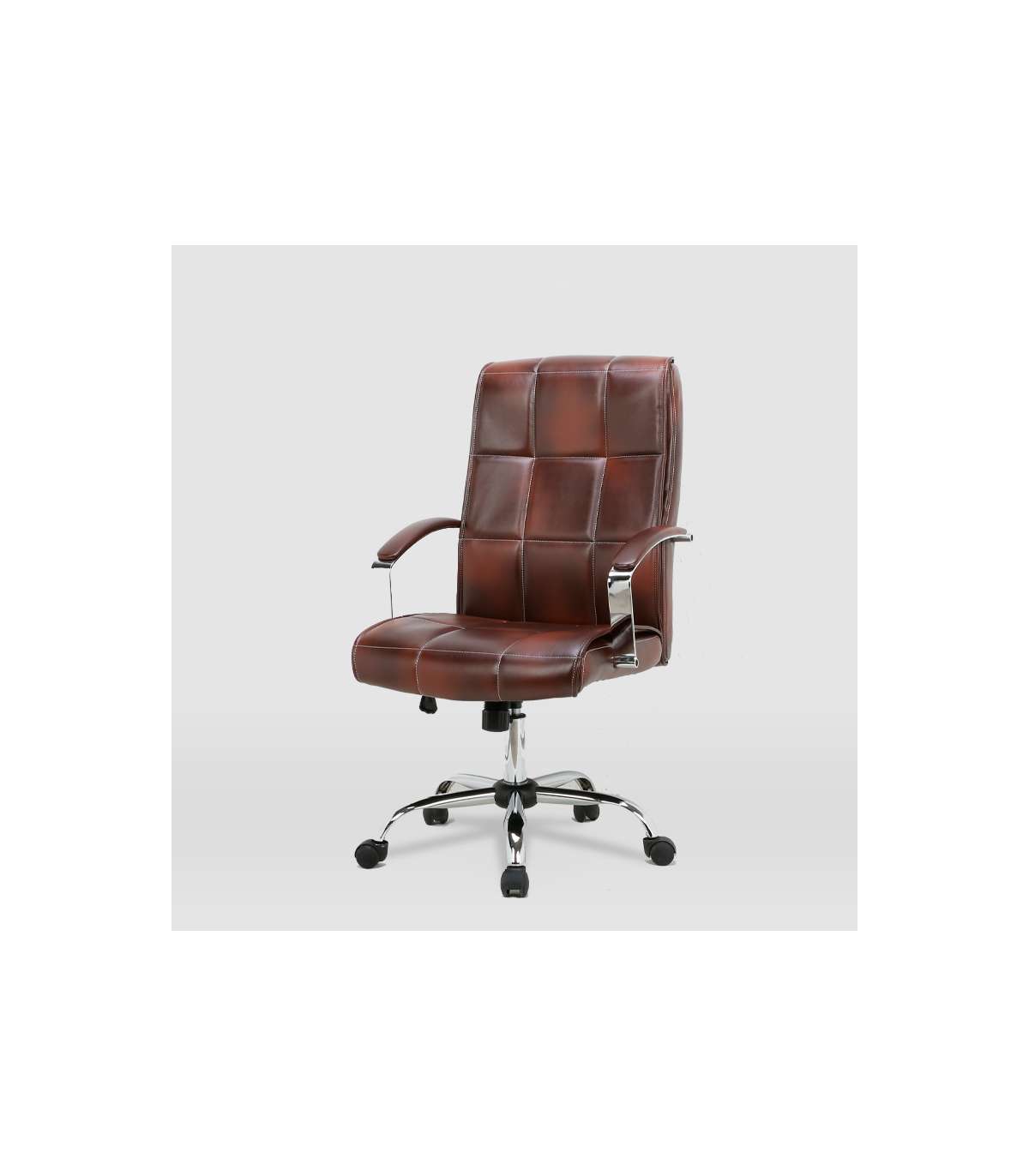 Silla De Oficina Belinda En Piel Sintética Marrón Envejecido. Alto: 110/119.5cm Ancho: 6_1