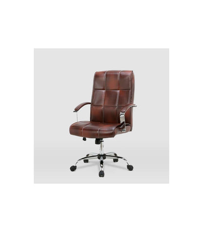 Silla De Oficina Belinda En Piel Sintética Marrón Envejecido. Alto: 110/119.5cm Ancho: 6_1