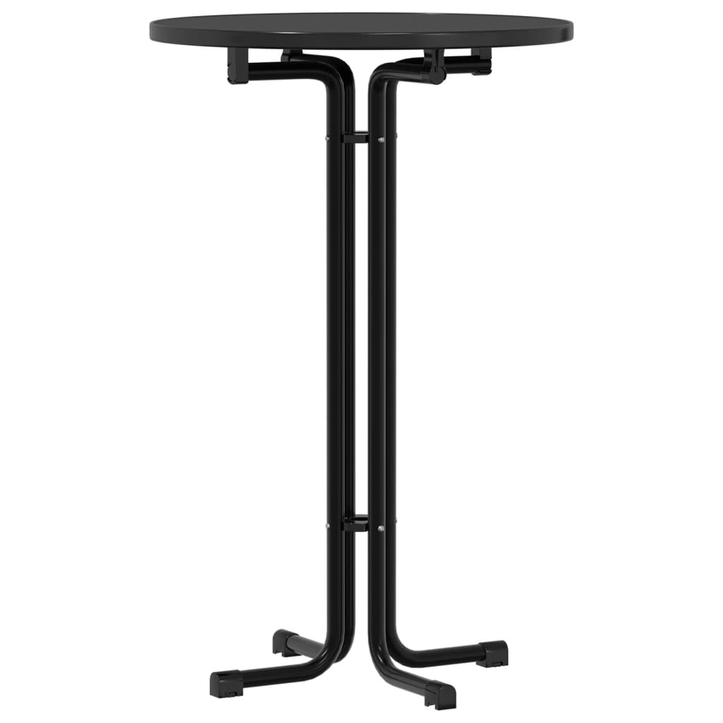 Mesa Alta De Comedor Madera Ingeniería Y Acero Negro Ø70x110 Cm_0