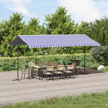 Vidaxl Toldo De Pie Tela Y Acero Azul Y Blanco 500x300 Cm_1