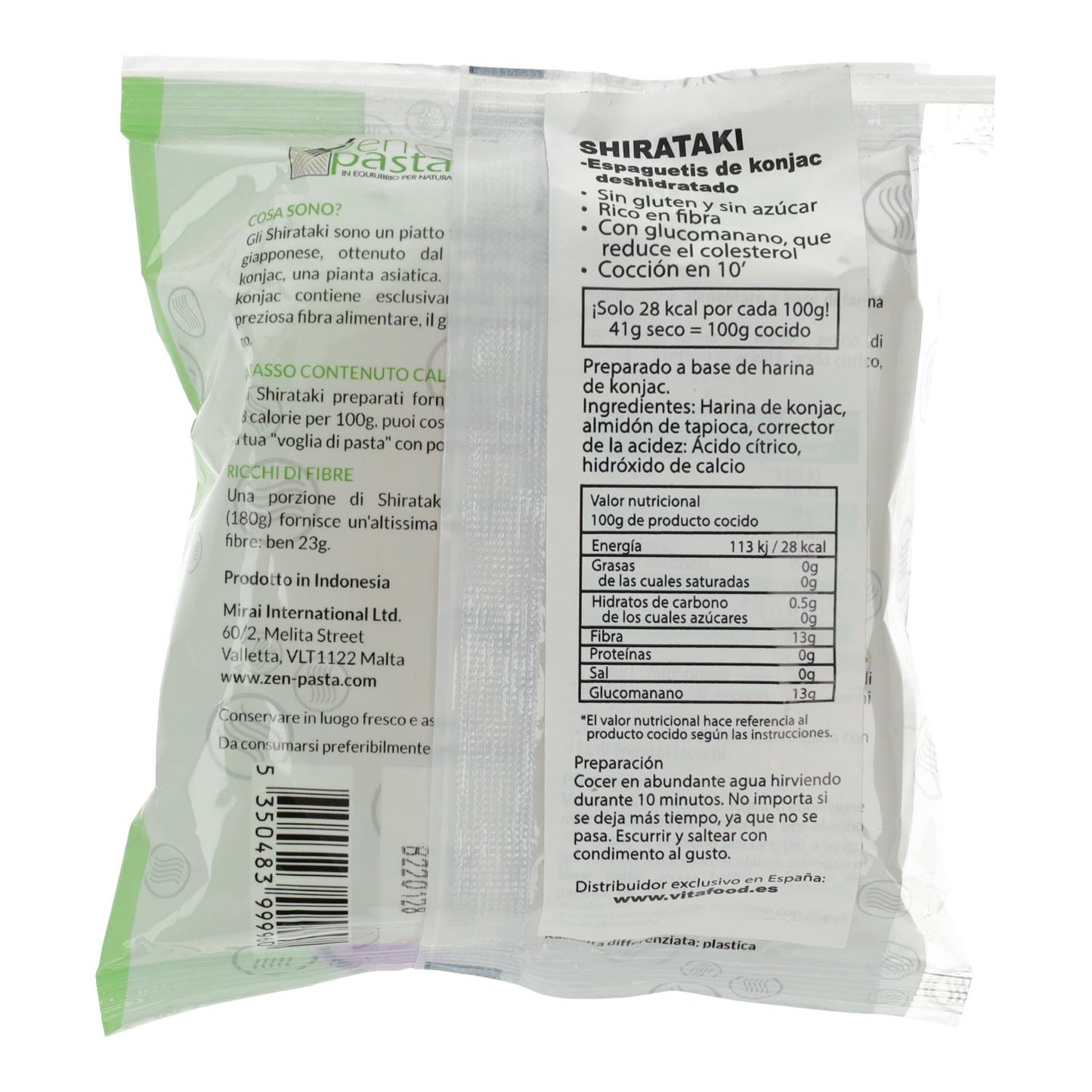 Espaguetis de Konjac Shirataki deshidratados Zen Pasta 75 g