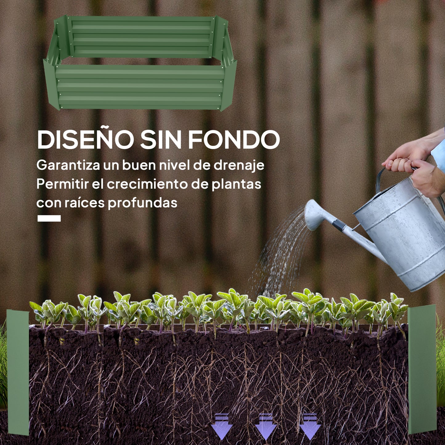 Outsunny Juego De 2 Jardineras Exterior Grandes De Acero Galvanizado_4
