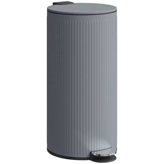 Balde De Lixo Homcom Metal E Plástico Cinza Escuro/cinza De Carvão 36x30x60,5 Cm 851-063v00cg_0