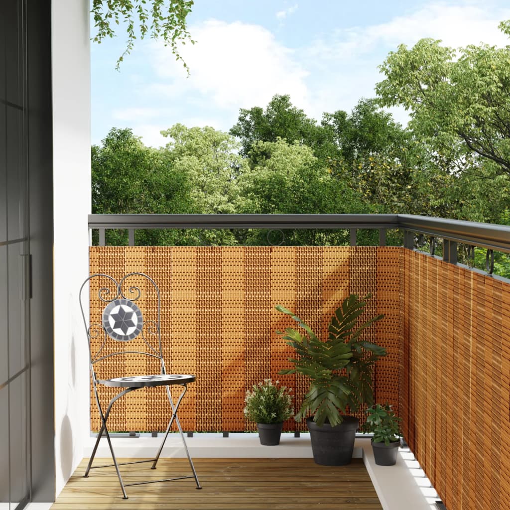 Toldo Para Balcón Ratán Sintético Marrón Claro 400x100 Cm / Vetonek_3