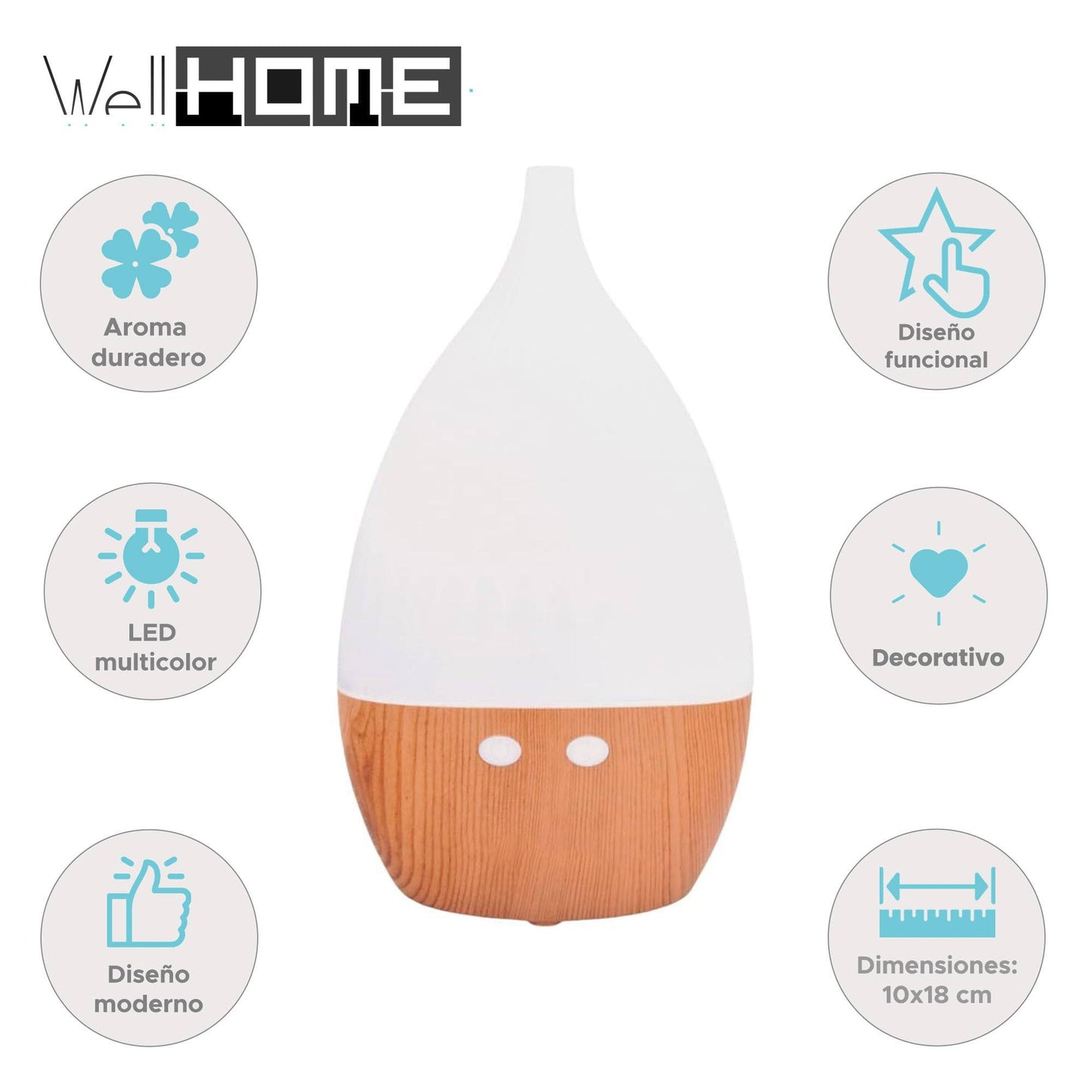 Well Home Humidificador Abs Con Taa De Pp Y Led De Colores Con Fragancia De Lavanda Y Jazmín_1