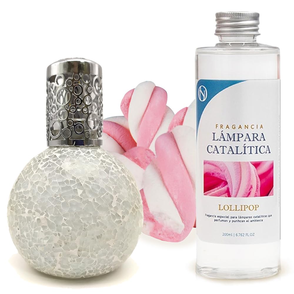 Lámpara Catalítica Mosaico Blanco + Aroma Lollipop 500ml - Elimina Malos Olores, Impurezas Y Perfuma_0