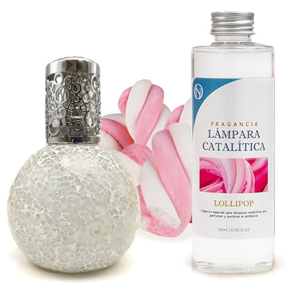 Lámpara Catalítica Mosaico Blanco + Aroma Lollipop 500ml - Elimina Malos Olores, Impurezas Y Perfuma_0