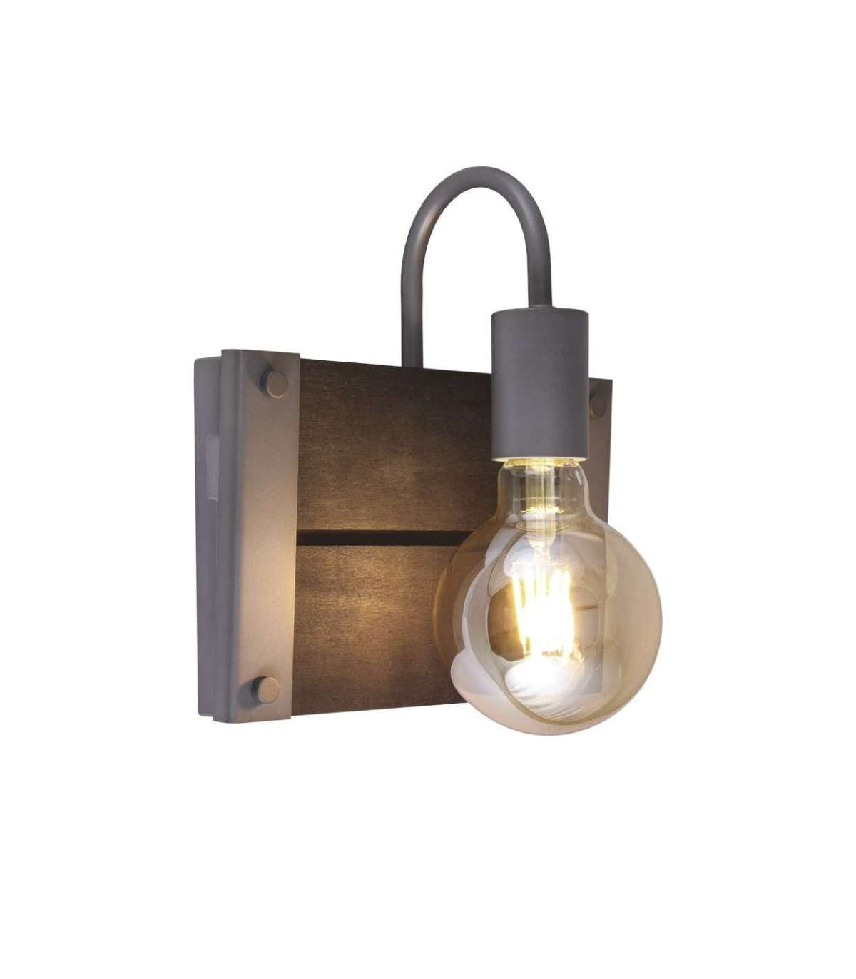 Aplique De Pared Modelo Hugo Acabado Plata Envejecida Y Madera 22 Cm(alto) 23 Cm(ancho) 13 Cm(fondo_0