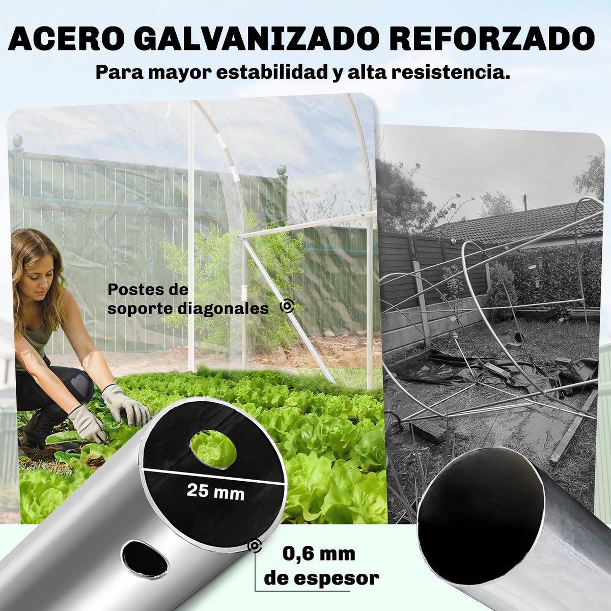 Invernadero De Túnel Outsunny Acero Galvanizado, Pe Transparente 295x195x195 Cm_3