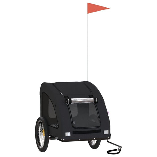 Vidaxl Remolque De Bicicleta Mascotas Hierro Tela Oxford Negro_0