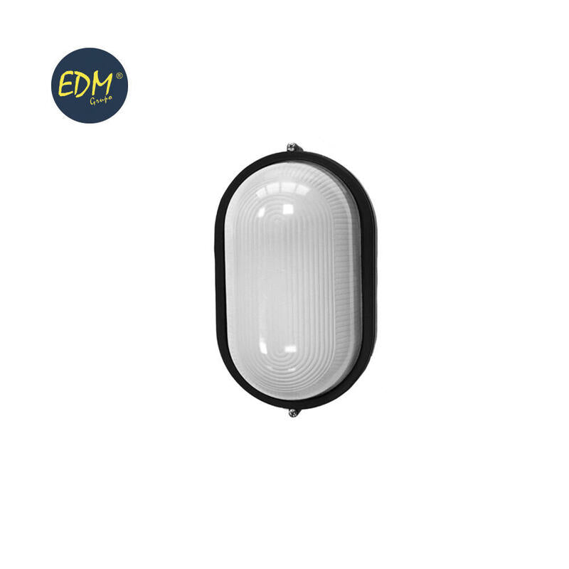 Aplique De Aluminio Ip54 Oval. Color Negro 1xe27 100w 15,5x28x12,1cm Modelo Cambrils Edm_0