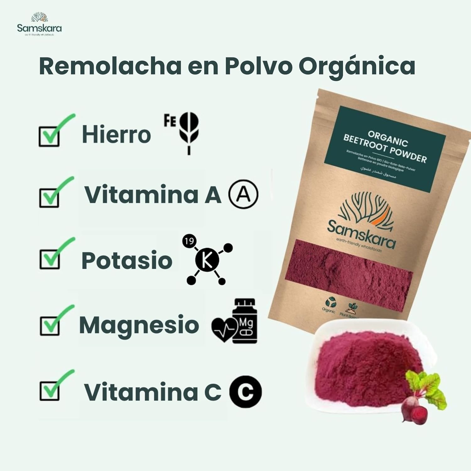 Remolacha En Polvo Bio - 250g | Superalimento Ecológico Vegano En Polvo Para Batidos Y Repostería, Sin Gluten_5