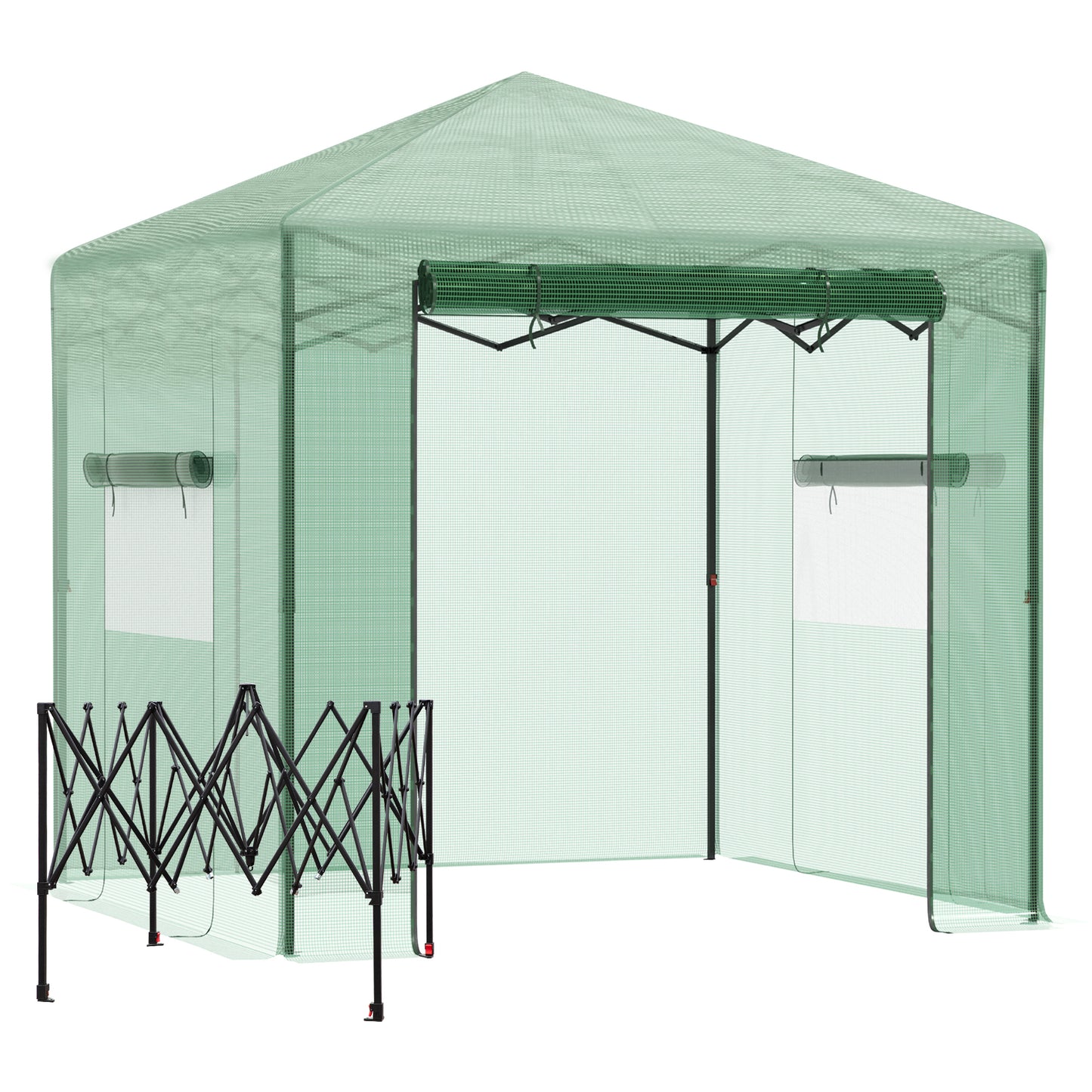 Outsunny Invernadero De Jardín Plegable Cultivo Planta 240x180x240 Cm De Acero_0