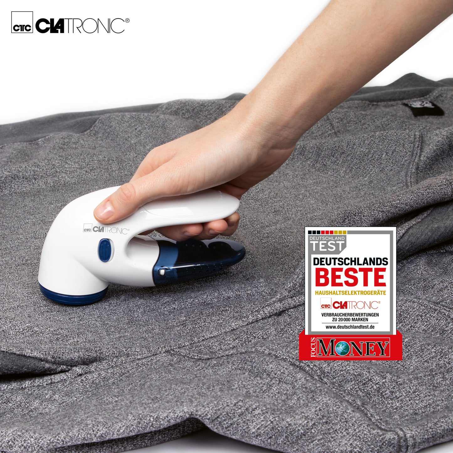 Quitapelusas Eléctrico, Elimina Pelotillas Ropa, Cuchillas Acero Inoxidable, Depósito Extraíble Clatronic Cla-tc3759 Blanco/azul_1