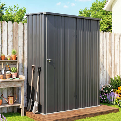 Outsunny Cobertizo De Jardín Exterior 1,34 M² 161,5x94,5x196 Cm Negro Carbón_1