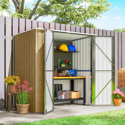 Outsunny Cobertizo De Jardín Exterior 163x89x163 Cm Puertas Con Pestillo Marrón_3