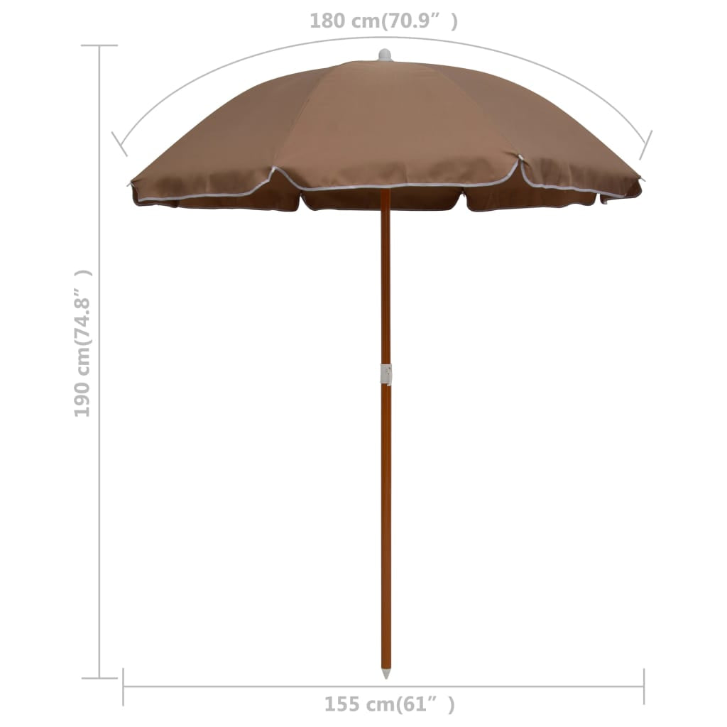 Vidaxl Sombrilla De Jardín Con Palo De Acero Taupe 180 Cm_2