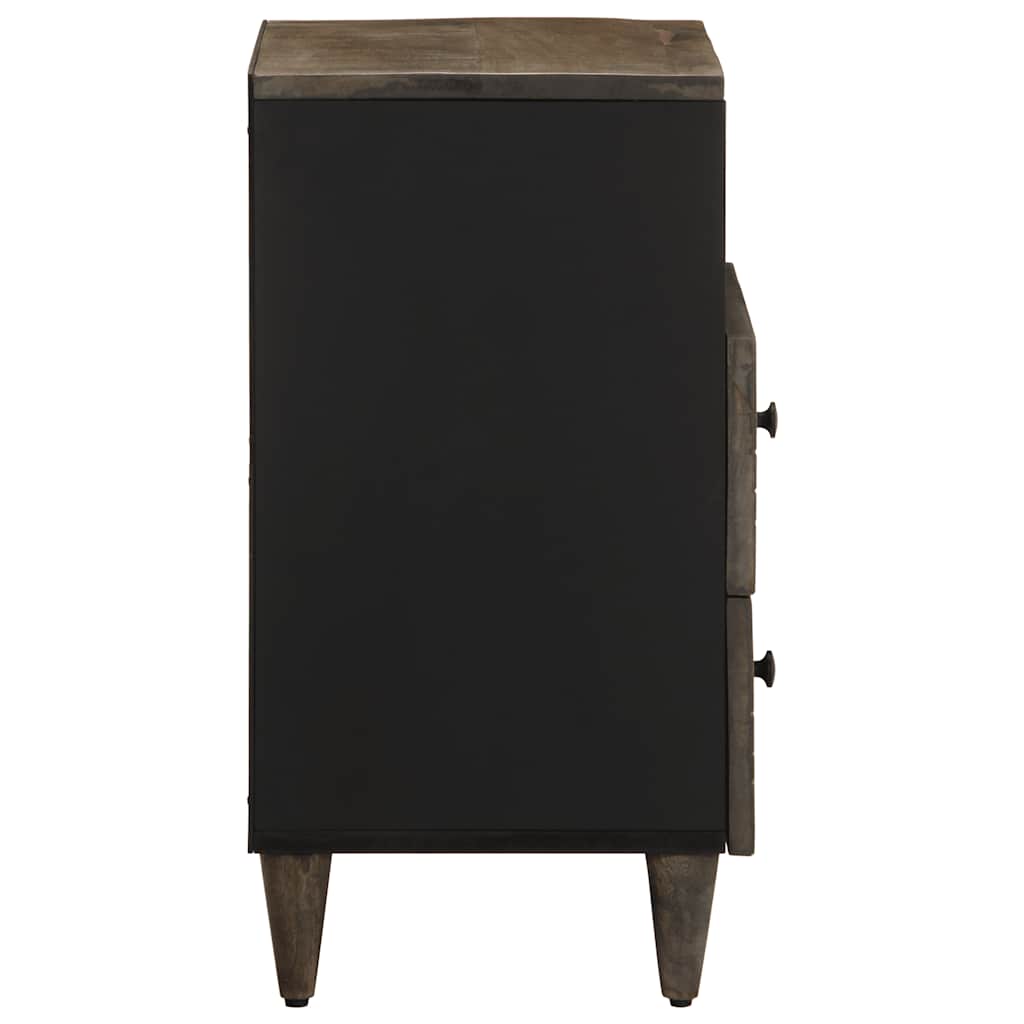 Mesita De Noche Madera Maciza De Mango Gris Claro 50x33x60 Cm_2