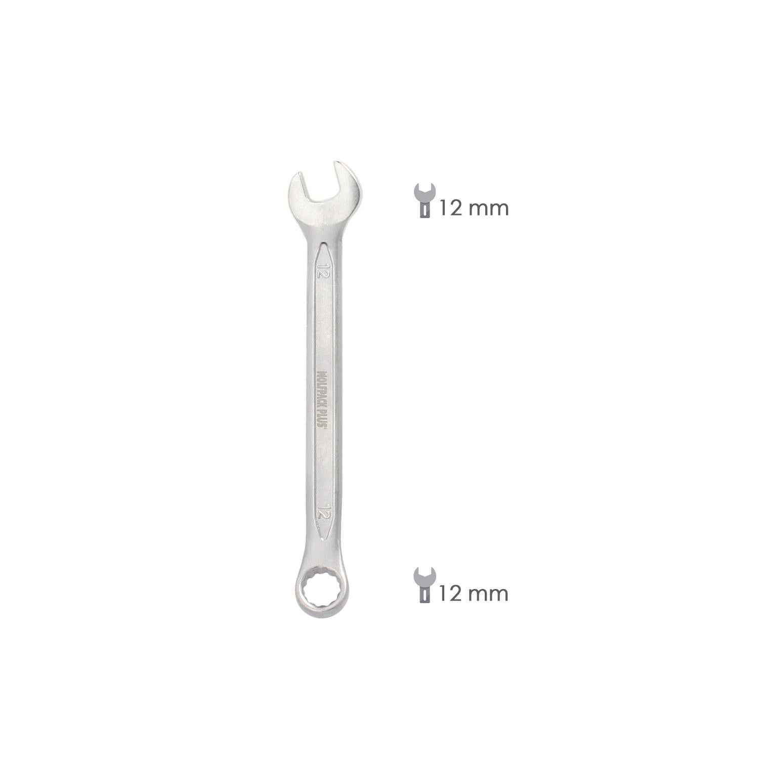 Llave Combinada Plus 12x12 Acero Cromo Vanadio Din 3113. Llave Doble Boca, Llave Fija, Llave Estrella