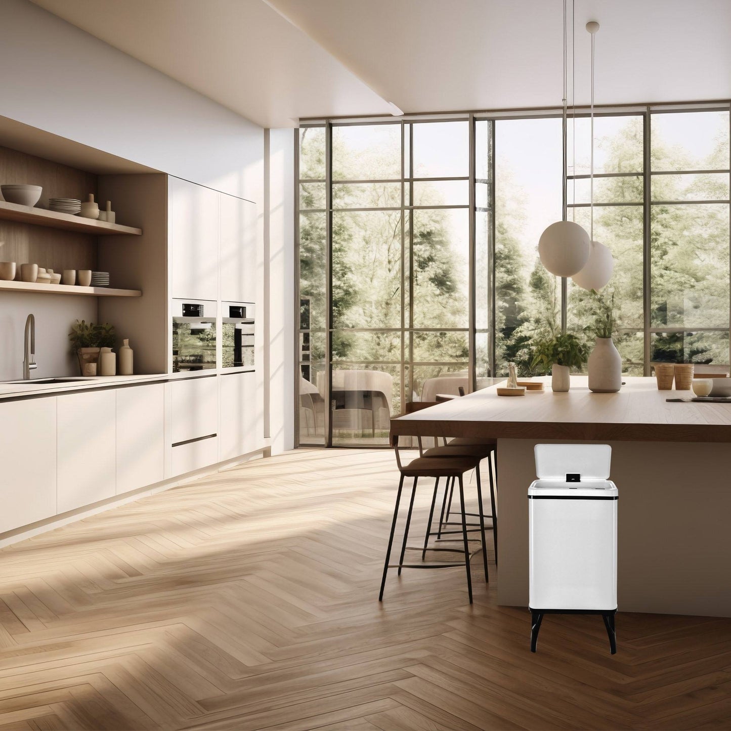 Cubo Inteligente Reciclaje 15l+15l Apertura Auto Blanco