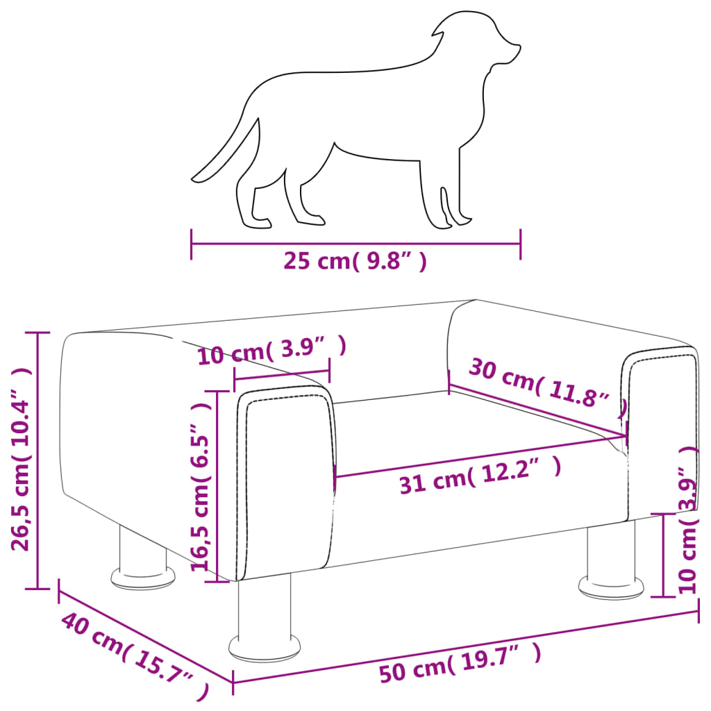 Cama Para Perros De Terciopelo Marrón 50x40x26,5 Cm / Vetonek_0