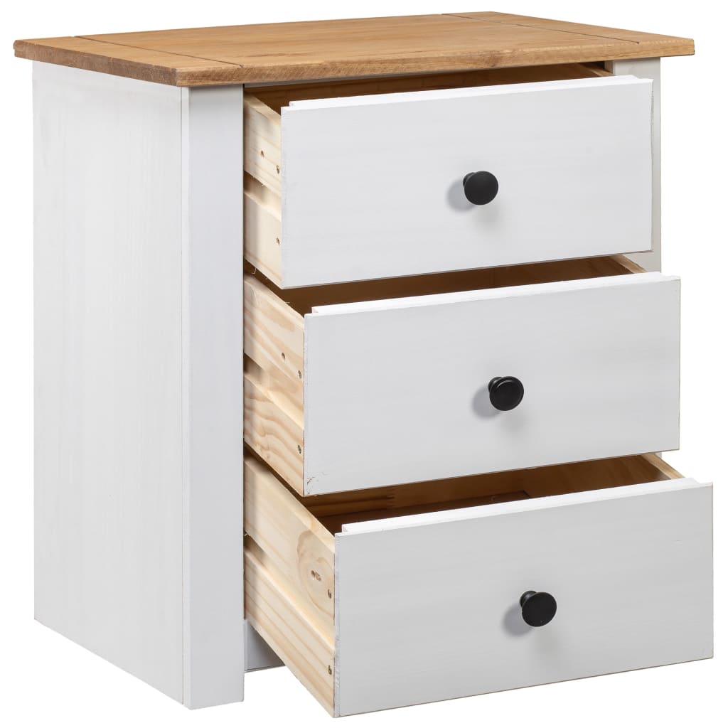 Mesita De Noche Madera Maciza Pino Panamá Blanco 46x40x57 Cm_0