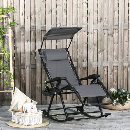 Outsunny Silla Mecedora De Jardín Plegable Con Techo Reposacabezas Extraíble_1