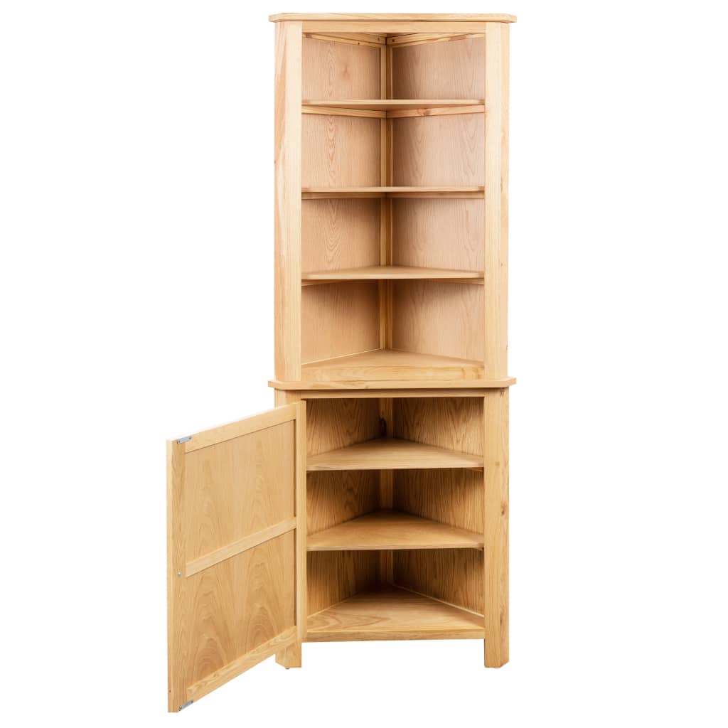 Armario De Esquina De Madera Maciza De Roble 59x36x180 Cm_2