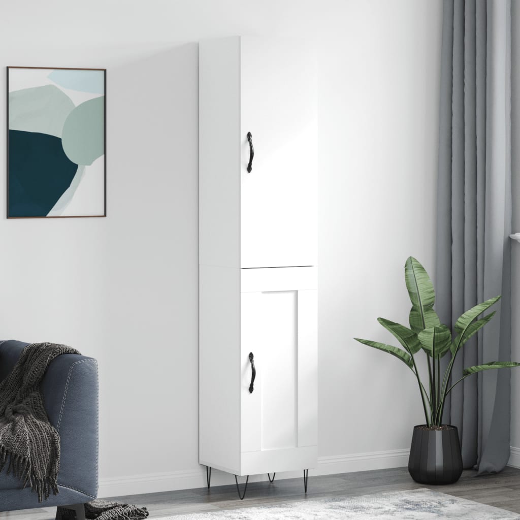 Aparador Alto Madera Contrachapada Blanco 34,5x34x180 Cm_0