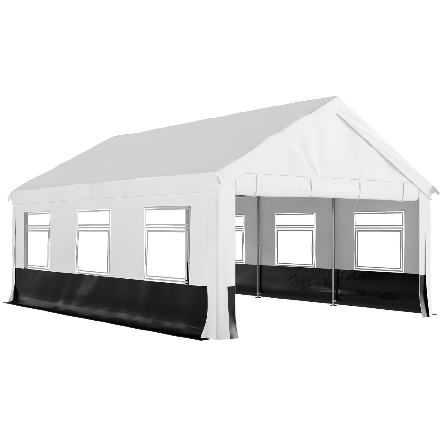 Outsunny Carpa Para Fiesta 4x6 M Con Paredes Extraíbles Puertas Ventanas Gris_0