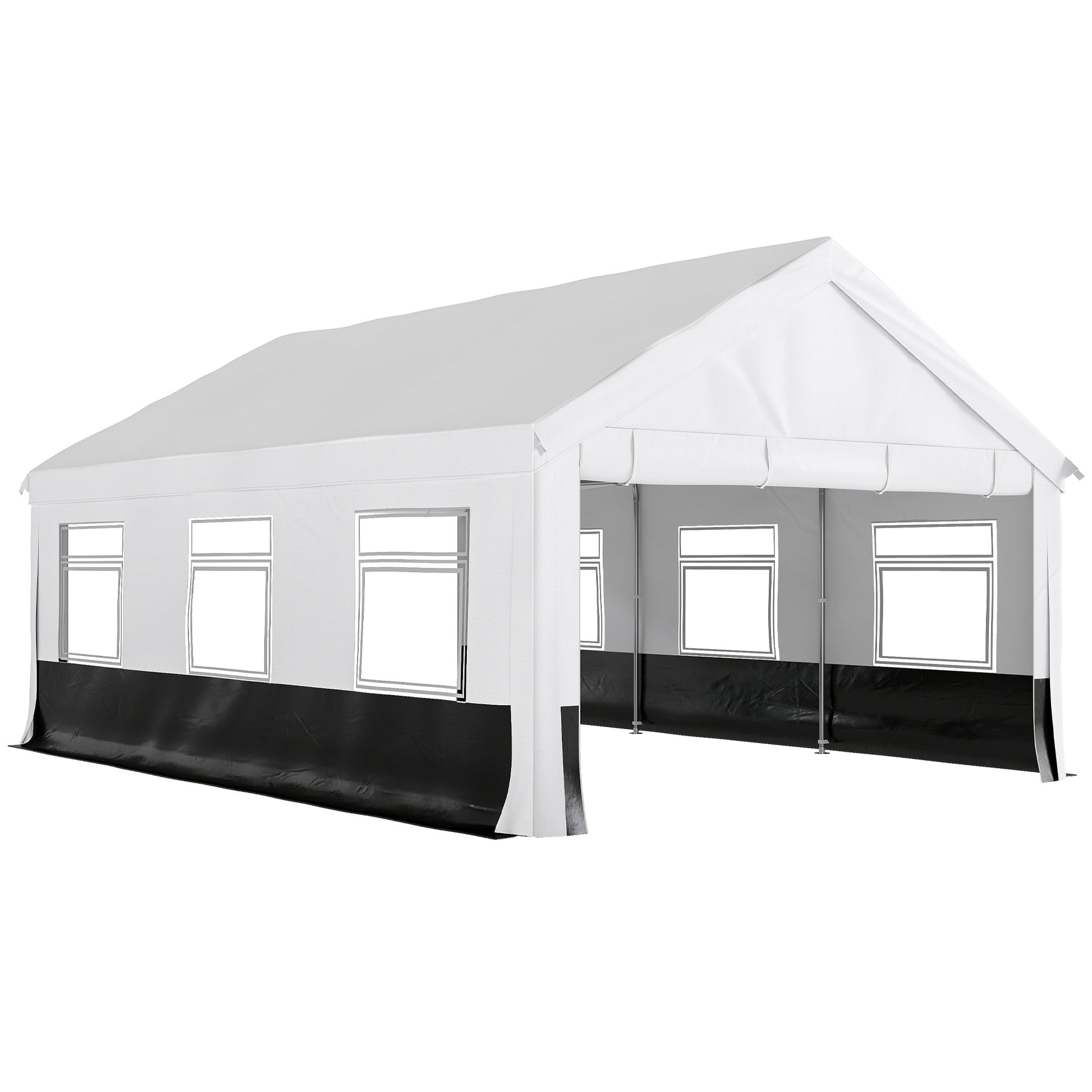 Outsunny Carpa Para Fiesta 4x6 M Con Paredes Extraíbles Puertas Ventanas Gris_0
