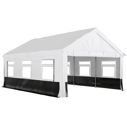 Outsunny Carpa Para Fiesta 4x6 M Con Paredes Extraíbles Puertas Ventanas Gris_0