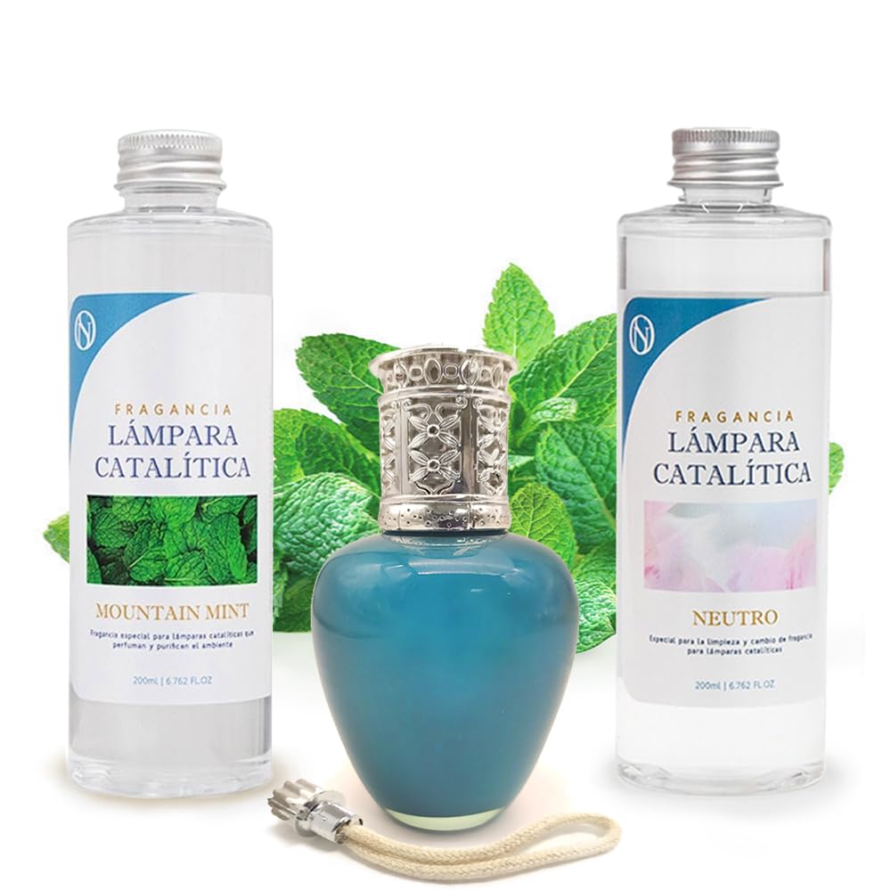 Pack Ahorro Lámpara Catalítica Aqua Marina + Fragancia Mountain Mint 200ml + Limpiador Neutro 200ml + Mecha De Repuesto_0