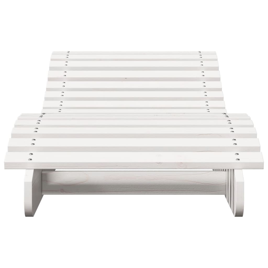 Tumbonas Madera Maciza De Pino Blanco 2 Unidades 205x60x31,5 Cm / Vetonek_0
