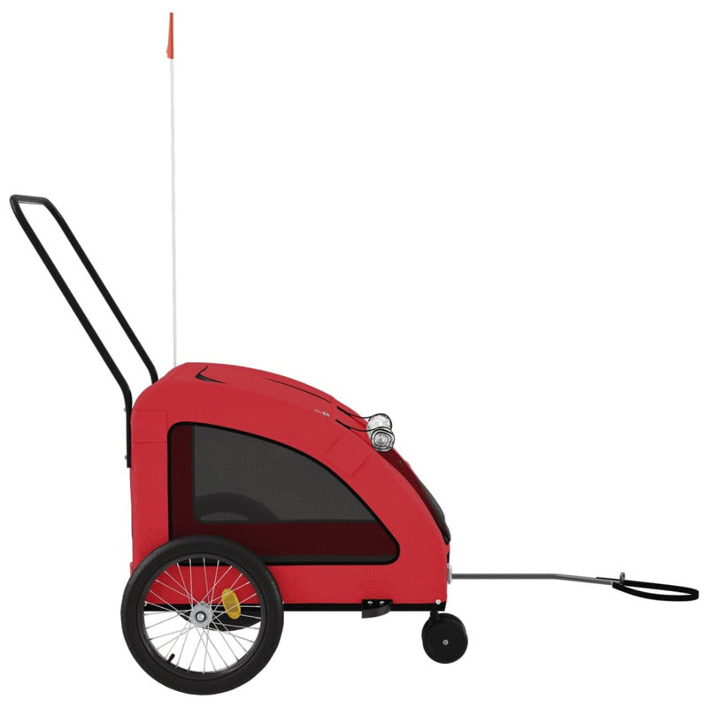 Vidaxl Remolque De Bicicleta Mascotas Hierro Tela Oxford Rojo_5