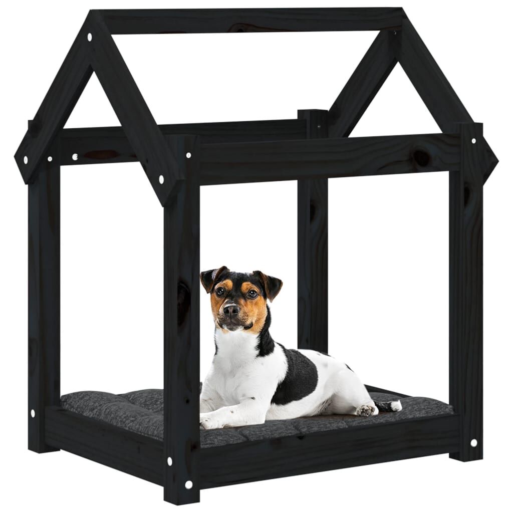 Vidaxl Cama Para Perros Madera Maciza De Pino Negro 61x50x70 Cm_3