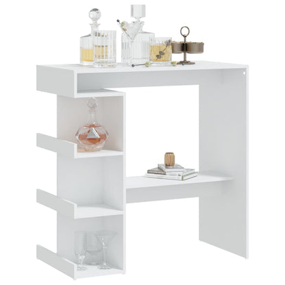 Mesa Bar Estante Almacenaje Contrachapada Blanco 100x50x101,5cm_2