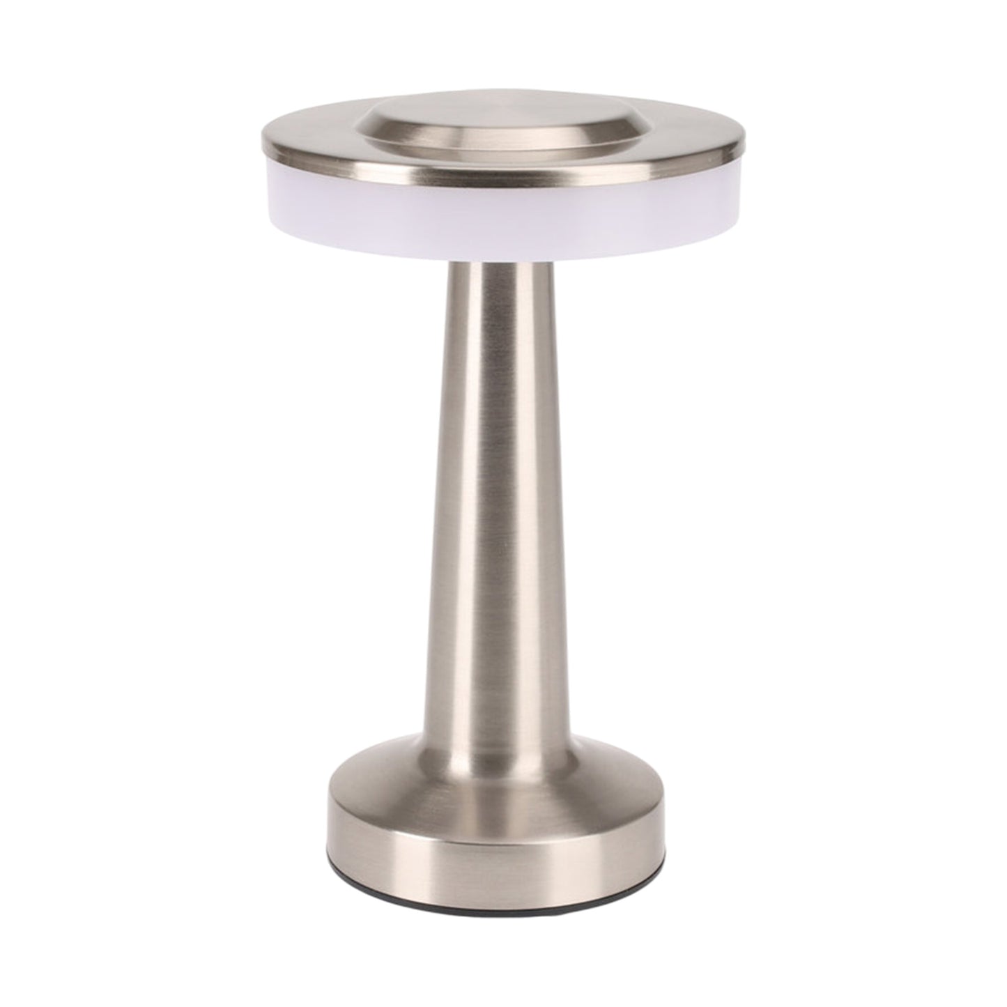 Well Home Lámpara De Mesa De Acero Plateado Con Luz Blanca Cálida Y Batería Recargable_0