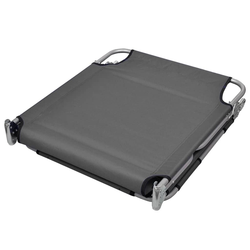 Vidaxl Tumbona Plegable Con Cojín De Cabeza Y Respaldo Ajustable Gris_3