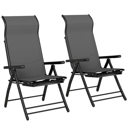 Outsunny Pack De 2 Sillas Plegables Reclinables Con Respaldo Alto Ajustable Gris_0