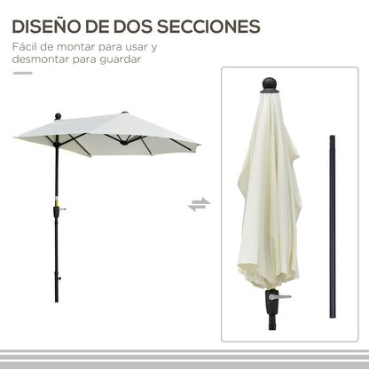 Outsunny Sombrilla De Pared Jardín 200x190x240cm Con Manivela Para Terraza Crema_5