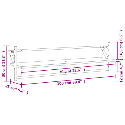 Estantes De Pared Con Barras 2 Uds Marrón Roble 100x25x30 Cm / Vetonek_2