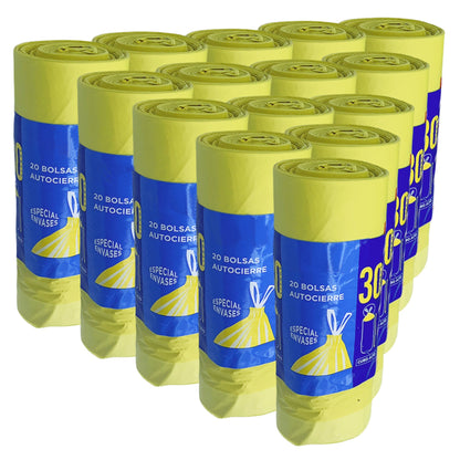 300 Bolsas De Basura Con Autocierre 30l Capacidad Cada Una, Especiales Cubos Altos_0