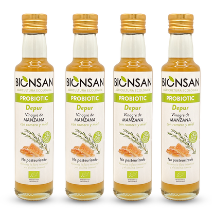 Pack 4 Vinagres Manzana Miel Y Romero Eco Bionsan_0