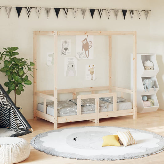 Estructura De Cama Para Niños Madera Maciza De Pino 70x140 Cm / Vetonek_0
