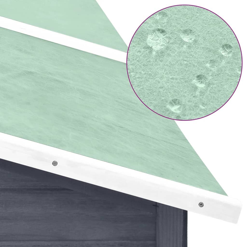 Vidaxl Conejera De Exterior Con Corredor Madera De Abeto Gris Y Blanco_4