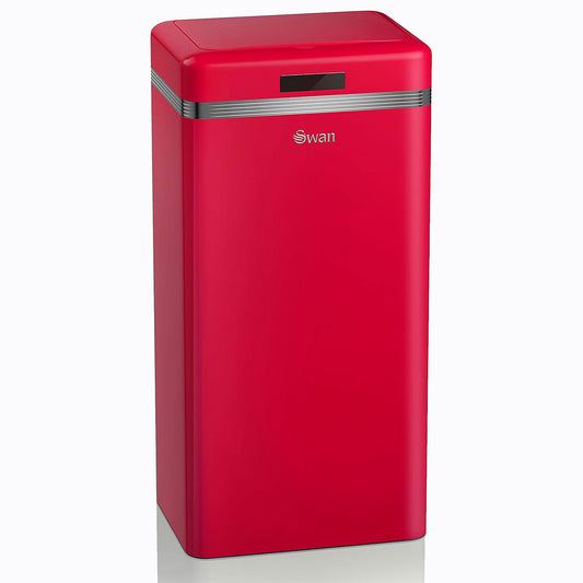 Cubo De Basura Cocina Automático, Sensor De Movimiento, 45l, Metálico, Papelera Reciclaje, Swan, Swka4500rneu, Rojo