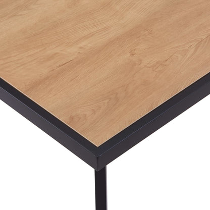 Mesa De Comedor De Mdf Color Madera Clara Y Negro 200x100x75 Cm_2